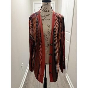 Womens Orange Multi Pattern Cardigan and Pants 2 Piece Set 2XL